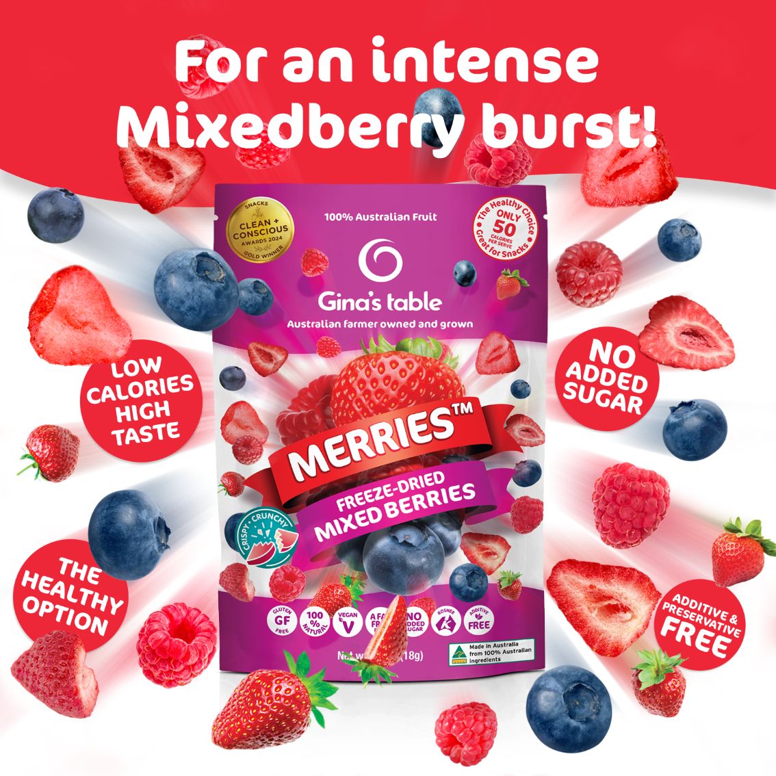 Freeze Dried Mixed Berries with Strawberries - 10 pack