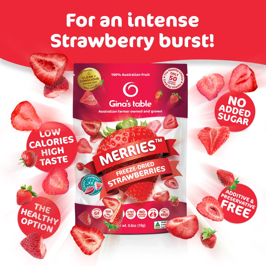 Freeze Dried Strawberries - 10 pack