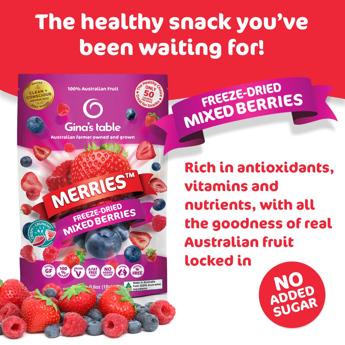 Freeze Dried Mixed Berries with Strawberries - 10 pack