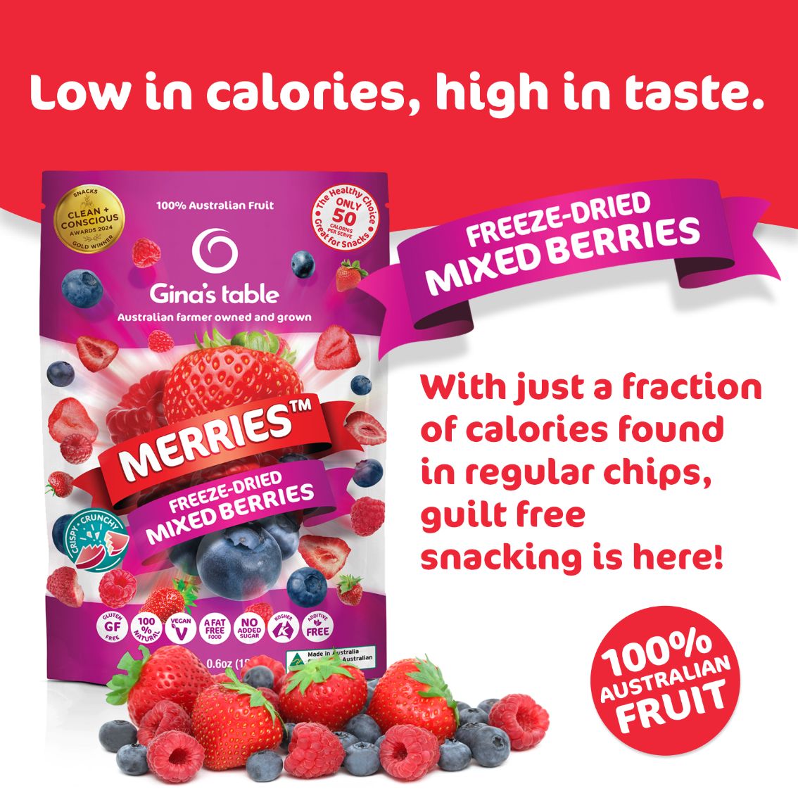 Freeze Dried Mixed Berries with Strawberries - 10 pack