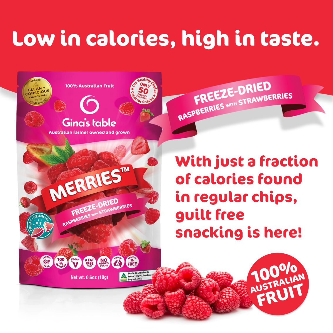 Freeze Dried Raspberries with Strawberries