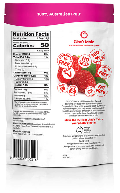 Freeze Dried Raspberries with Strawberries - 10 pack